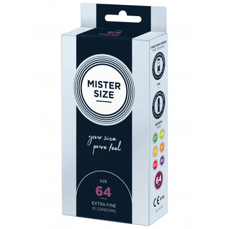 PRESERVATIVI SOTTILI IN LATTICE MISTER SIZE 64MM CONDOMS 10PCS