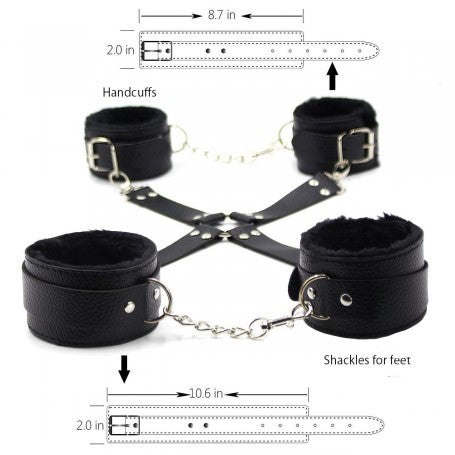 TOP BONDAGE KIT FETISH CORDA MORSO COLLARE COSTRITTIVO NERO FRUSTA MANETTE CAVIGLIERE